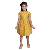 Chanderi Cotton Dress for Girls Frock Golden Yellow