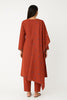 Rust Orange Cotton Embroidered Kurta Set with Dupatta for Women
