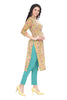 Yellow Straight Cut Printed Kurti with Zari work