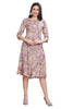 Princess cut Violet Knee-Length Floral Print Kurti for women