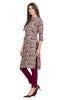 Purple Floral Print Rayon Kurti with Gold Foil Detailing