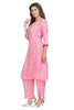 Floral Pink Silk Kurta Set with Embroidered Yoke and Silk Dupatta