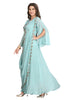 Metallic Blue Frock Style Chinnon Kurti with Designer Cowl Dupatta