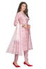 Abstract Print Muslin Kurta Set in Baby Pink with Gold Accents and Embroidery