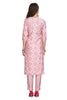 Abstract Print Muslin Kurta Set in Baby Pink with Gold Accents and Embroidery