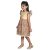 Ajrakh Print Silk Tissue Dress for Girls Frock Cream