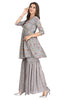 Alia Cut Digital Floral Print Kurta Set for Women with Gharara Pant and Dupatta