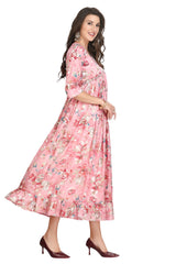 Alia Cut Printed Frock Style Cotton Kurti for Women with Hand Embroidery