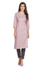 Baby Pink Cotton Kurti: Straight Cut with Flower Buti Print Highlights for Women