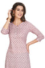 Pink Cotton Kurti for Women: Straight Cut with Flower Buti Print Highlights