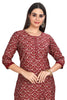 Bagru and Foil Print Kurta Set with Contrast Maroon Printed Pant