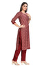 Bagru and Foil Print Kurta Set with Contrast Maroon Printed Pant