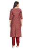 Bagru and Foil Print Kurta Set with Contrast Maroon Printed Pant