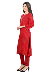 Bandhani Print Knee Length Kurti with Embroidery work