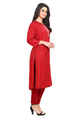 Bandhani Print Knee Length Kurti with Embroidery work