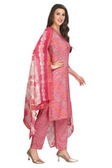 Bandhani Print Kurta Set for women with Narrow pant and Dupatta