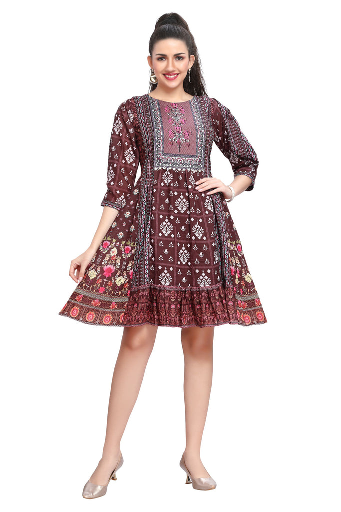 Batik Print Short kurti with Sequin work