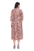 Beige Floral Muslin Frock with Mandarin Collar