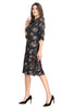 Black Floral Print A-Line Silk Kurti for Women with Front Slit