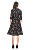 Black Floral Print A-Line Silk Kurti for Women with Front Slit