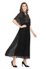 Black Georgette Frock Style Full-Length Kurti for Women with Designer Poncho