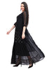 Black Multi-tiered Frock Style Kurta for Women With Peplum Border