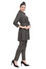 Black Muslin Short Length Kurta Set for Women with Floral Print