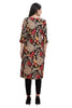 Black Rayon Kurti with Multi-Color Floral Print and Foil Highlights