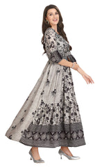 Block Floral Print Frock Style Kurta for Women