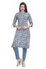 Blue Cotton Knee Length Floral Print Kurti for women