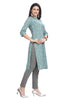 Floral Printed Cotton Straight Cut Kurti with Collar and Embroidered Button Band