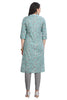 Floral Printed Cotton Straight Cut Kurti with Collar and Embroidered Button Band