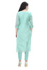 Blue Embroidered work Kurti for women with V-cut round neck