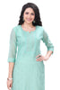 Blue Embroidered work Kurti for women with V-cut round neck