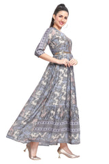 Blue Full-Length Frock Style Kurti for women