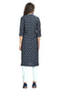 Blue Printed Straight Cut Muslin Knee Length Kurti with Mandarin Collar and buttons