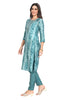 Blue Muslin Shibori Print Kurta Set for Women with Foil Highlights