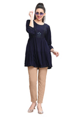 Frock style short Kurti with Embroidered Yoke