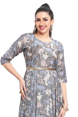 Blue Full-Length Frock Style Kurti for women