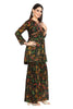 Bottle Green Floral Print Embroidered Alia Cut Kurta Set with Gharara Pant