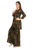 Bottle Green Floral Print Embroidered Alia Cut Kurta Set with Gharara Pant