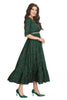 Bottle Green Frock Style Muslin Silk Kurti with Bandhani Print & Zardozi Work