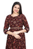 Brown Full Length Floral Print Frock Style Kurti