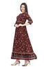 Brown Full Length Floral Print Frock Style Kurti