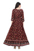 Brown Full Length Floral Print Frock Style Kurti