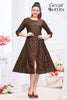 Brown Modal Princess cut A-Line Kurti with Ajrak Print and Foil Highlights