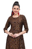 Brown Modal Princess cut A-Line Kurti with Ajrak Print and Foil Highlights