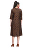 Brown Modal Princess cut A-Line Kurti with Ajrak Print and Foil Highlights