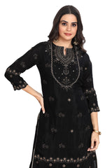 Buy Black Kurta Set for Women Modal Embroidered Kurti with Palazzo