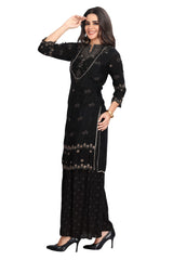 Buy Black Kurta Set for Women Modal Embroidered Kurti with Palazzo